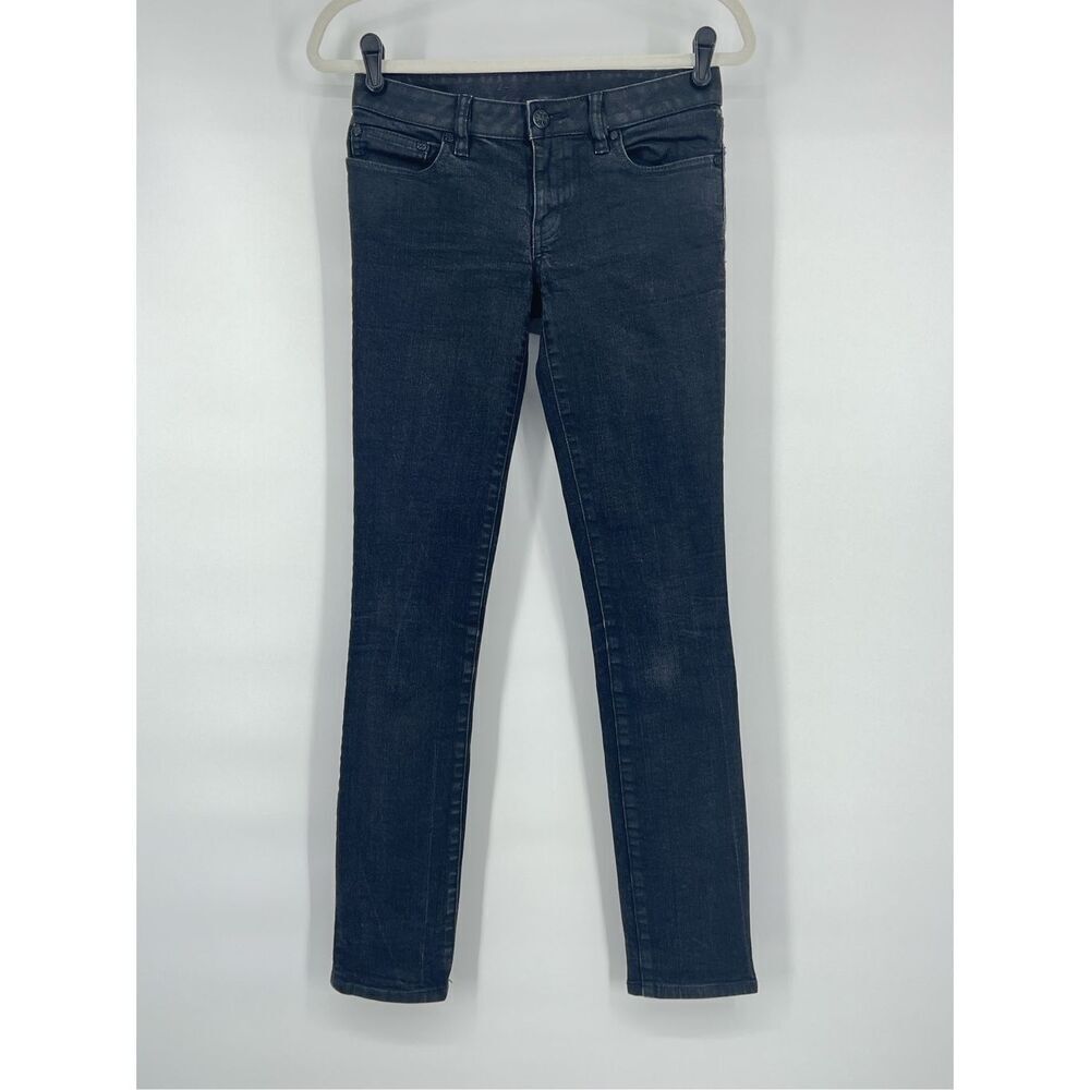 Tory Burch Ivy Super Skinny 5 Pocket Charcoal Jeans Back Pocket Logo Size 26